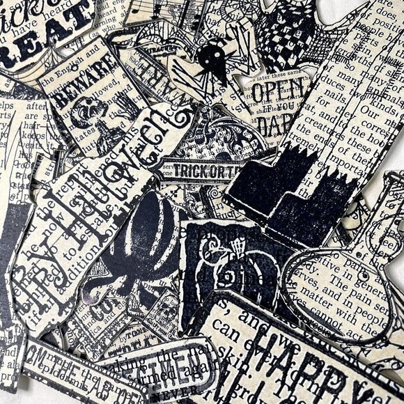 Lot 45 Halloween Ephemera Craft Die Cuts mq Junk Journal Scrapbooking Book Page - Picture 3 of 6